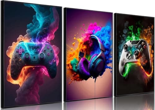 BGFCE Gaming Room Decor Wall Art, Video Theme Canvas Posters for Teen Boys, Unframed 16x24in Set of 3