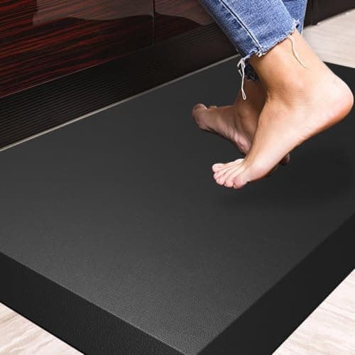 25mm Extra Thick Anti Fatigue Floor Mat,Kitchen Mat, Standing Desk Mat – Comfort at Home, Office, Garage - 140D Advanced PU Foam (Black, 50cm x 75cm)