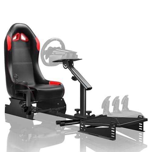 RACGTING Foldable Racing Simulator Cockpit with Leather Seat