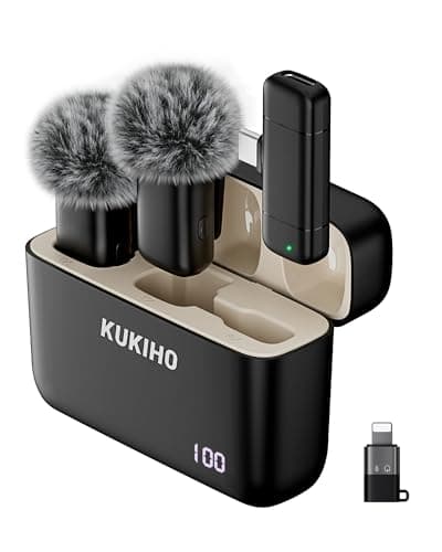 KUKIHO Wireless Lavalier Microphone with Charging Case, 36H Battery Life, Noise Cancellation, 40M Range, Plug-and-Play Clip-On Mic for iPhone, iPad, Android, YouTube Vlog Live Streaming