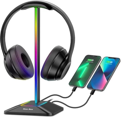 New Bee RGB Headphone Stand, Headset Holder Gaming 7 Light Modes, Black