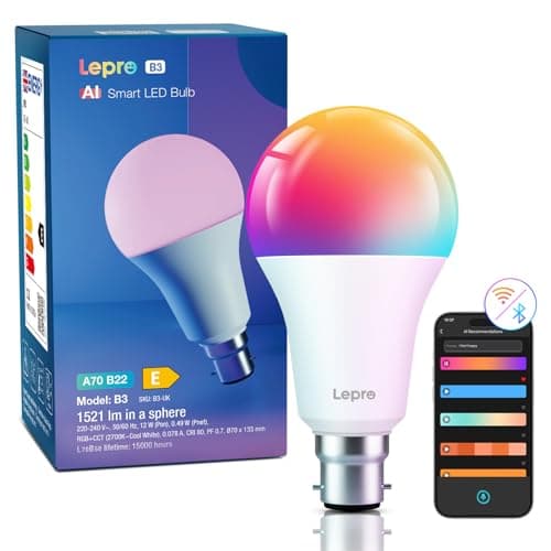 Lepro B22 AI Smart Bulb, 1520lm Dimmable WiFi LED Light Bulb, 12W=100W