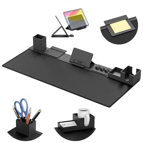 KDD Desk Pad Mat Set, 6 in 1 Mouse Mat with Magnetic Desktop Storage Accessories DIY Feature for Phone,Tablet Stand/Cup Holder/Pen Card Holder/Cable Management for Home Office Accessories(80X35.5cm)