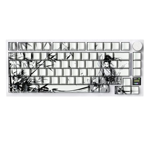 ATTACK SHARK X820 Ultra Wireless Mechanical Keyboard with TFT Smart Display & Knob, 75% Hot Swappable Gaming Keyboard, BT/2.4G/Wired, RGB South Facing LED, PBT Keycaps (Dark Warrior - Gift Switch)