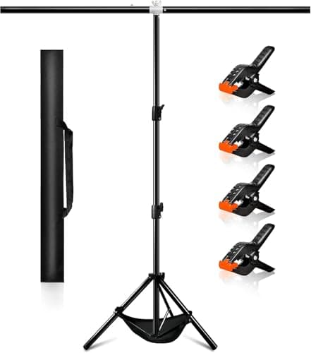 ManaPina Backdrop Stand Kit 5 x 6.5 ft Green Screen Stand Height Adjustable Portable Small 2 x 2 M Background Stand for Streaming, Zoom, YouTube, Photography, Birthday Party, Tik Tok