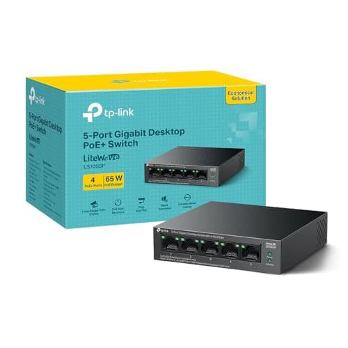 TP-Link LS105GP 5-Port Full Gigabit PoE+ Switch, Metal Network Switch