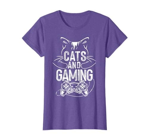 Cats And Gaming Funny For Gamer, Cat Lover, Cat Mom, Cat Dad T-Shirt