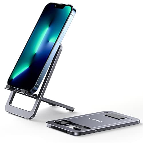 JSAUX Fold-Flat Cell Phone Stand, Adjustable Desk Holder-Gray