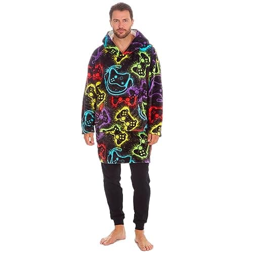 Evotex Trading Mens Oversized Gaming Gamer Hoodie Giant Fleece Hooded Blanket Adult Winter Robe One Size