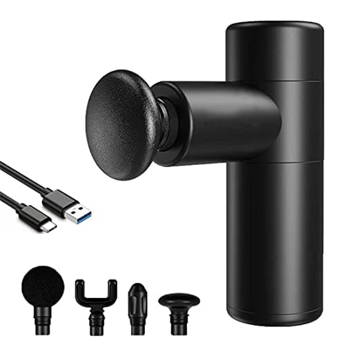 Mini Portable Massage Gun,Handheld Fascia Gun Deep Tissue Muscles Relax Massage Instrument,with 4Gear Adjustable,4Massage Head,EVA Storage Bag.