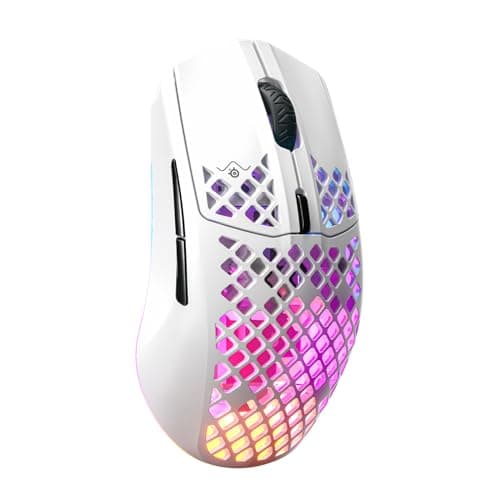 SteelSeries Aerox 3 Wireless - Holey RGB Gaming Mouse - Ultra-lightweight Water Resistant Design - 18K DPI TrueMove Air Optical Sensor - Lag-free 2.4GHz / Bluetooth Wireless - Snow