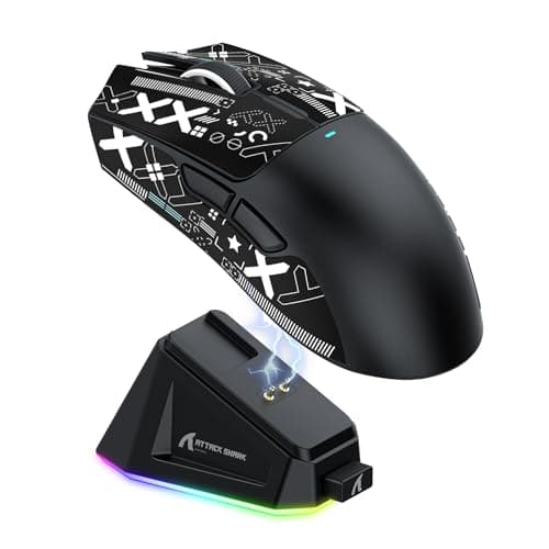 ATTACK SHARK X11 Gaming Mouse with Magnetic Charging Dock, PixArt PAW3311 Gaming Sensor, BT/2.4G Wireless/Wired Gaming Mouse with Mouse Grip Tape, 22000 DPI, Gamer Mice for Win11/Xbox/PS/Mac (Black)
