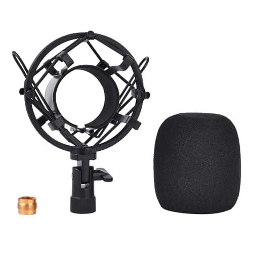 Lukvcoe Microphone Shock Mount & Clip Holder for Condenser Mics 47-53mm, Black