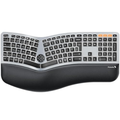 ProtoArc EK01 Plus Backlit Wireless Ergonomic Keyboard with Wrist Rest