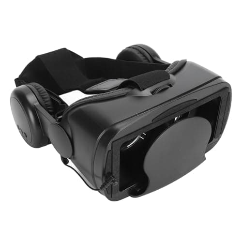 POENVFPO Virtual Reality Headset Adjustable Wide Viewing Angle Blue Light Blocker Headset Speaker VR Glasses for Phone Suitable for Black Users