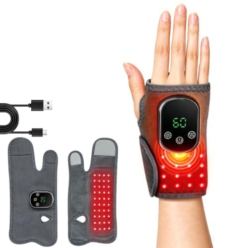 Cordless Wrist Heating Pad Massager with Red Light