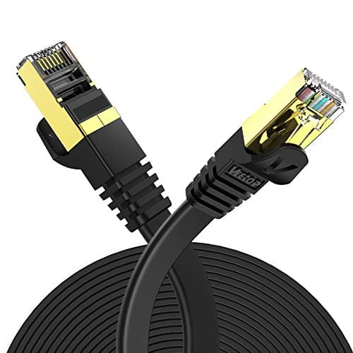 Veetop Flat Ethernet Cables 1.5m/4.9ft Cat7 High Speed 10Gbps RJ45 Cat 7 Networking Ethernet Cable with STP Copper Wires Shielded & Gold Plated Connector for Computer Laptop Router Patch Modem