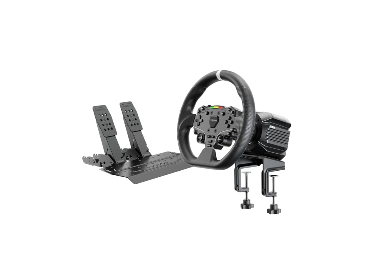 MOZA R5 Pro Bundle, 6Nm Direct Drive Racing Wheel and Pedals for PC, Complete Racing Simulator Bundle with ES Lite Steering Wheel, SR-P Lite2 Pedals & Table Clamp Included
