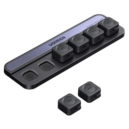 UGREEN Cable Tidy with 6 Silicone Cable Clips, Magnetic Cord Holder | Cable Management Cord Organiser Essential Office Desk Accessories Compatible With Lightning, USB C (3.5-4.5mm)