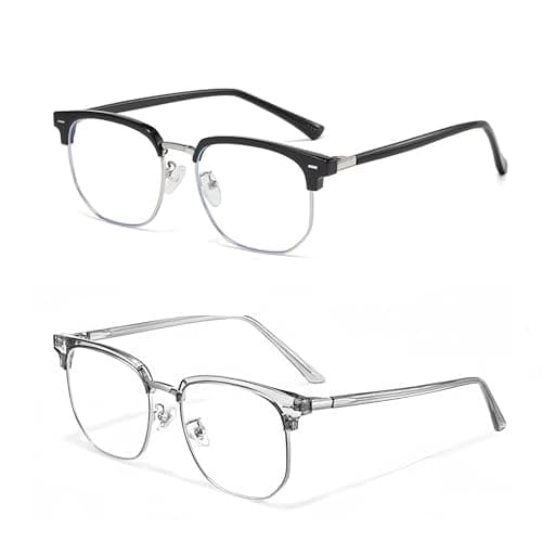 Hioseyre 2-Piece Blue Light Blocking Glasses - Men & Women, Anti-Glare Gaming & Computer Glasses with Blue Light Filter