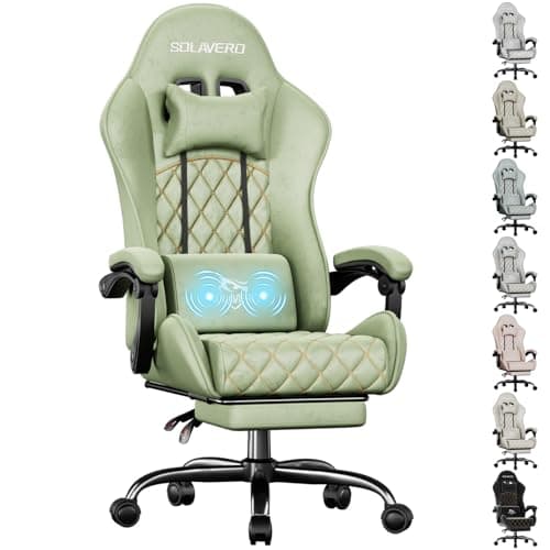 Precision Synergie Fabric Gaming Chair, Massage Computer Chair, Green