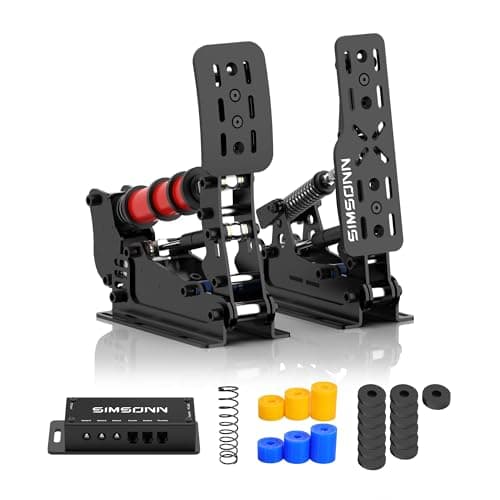 SIMSONN NEW PRO Plus Pedals for PC Racing Simulator - Hydraulic Pedals with Pressure Sensor Load Cell (Black P2-H2)