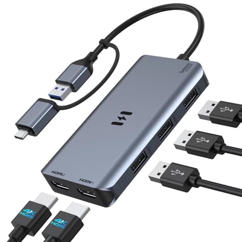 USB 3.0 Docking Station for Mac & Windows,Dual Monitor 2 HDMI Adapter
