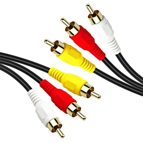 Hanprmeee Audio Video Cable 24K Gold Plated 3RCA to 3RCA Audio Video Composite AV Cable Compatible with VCR, Satellite and Home Theater receivers, Set-top Boxes,amplifiers,DVD TVs (1M)
