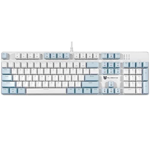 Qisan Mechanical Gaming Keyboard Wired Ice Blue Led Backlit Keyboard Brown Switch Full Size 104 Keys US Layout | Computer Keyboards | Gaming Accessories