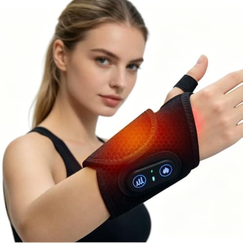 Kovaria TheraWrap - Rechargeable Adjustable Electric Hand Massager, Portable Cordless Hand Heating Pad with 3 Heat Levels, 3 Vibration Massage for Daily, Relax and Sports (Black)