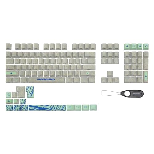 Higround Topograph PBT Dye Sub Keycaps - for Mechanical Keyboards, Full 123 Key Set, OEM Profile, ANSI ISO Support, US Layout (Seafoam)