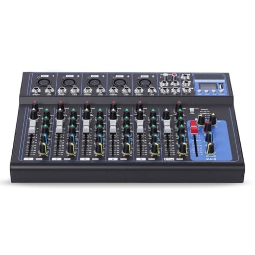 7 Channel Digital Audio Mixer with USB Bluetooth for Live Streaming, Black