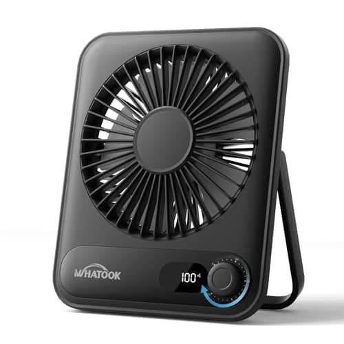 WHATOOK Mini Desk Fan, USB-C Rechargeable 2000mAh, 100 Speeds, Ultra-Slim