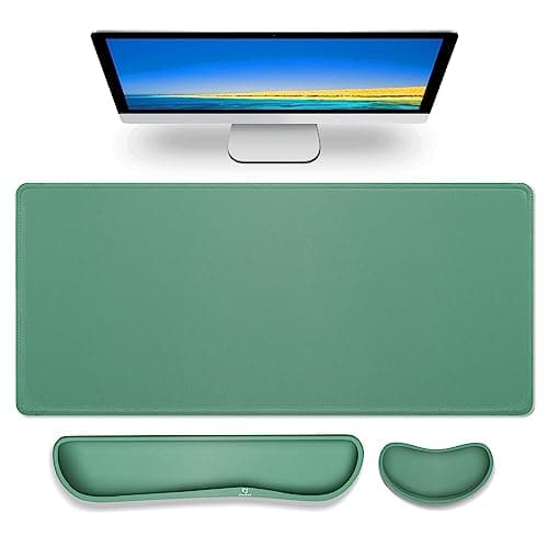 Gimars 3 in 1 XXL Mouse Pad & Keyboard Mouse Wrist Rest Set, 800x300mm Large Memory Foam Mouse Pad Wrist Supports for Typing Pain Relief, Wrist Rests for Gaming Desk Office Home, Dark Green