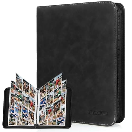 MewVeer Card Binder, 9 Pocket Trading Card Binder for 900 Cards, Premium and Durable Zipper Baseball Cards Album, Card Holder Folders, Card Collector Albums for YGO/MTG/TCG, Sports Cards, Black