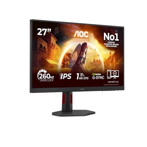 AOC 27G4ZR 27 inch FHD Gaming Monitor 260Hz, Fast IPS Panel, 1ms GtG, HDR10, G-Sync Compatible, Height Adjustment, (1920x1080 HDMI 2x 2.0 DP 1x 1.4) Black