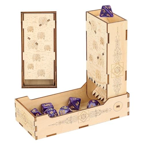 Foldable Wooden Dice Tower, Creative Small Eye Monster Pattern, Tabletop Game Dice Rolling Tray, Role-Playing Game Dice Box, DND Accessories, Portable Tray Dice Storage (Dice Not Included)