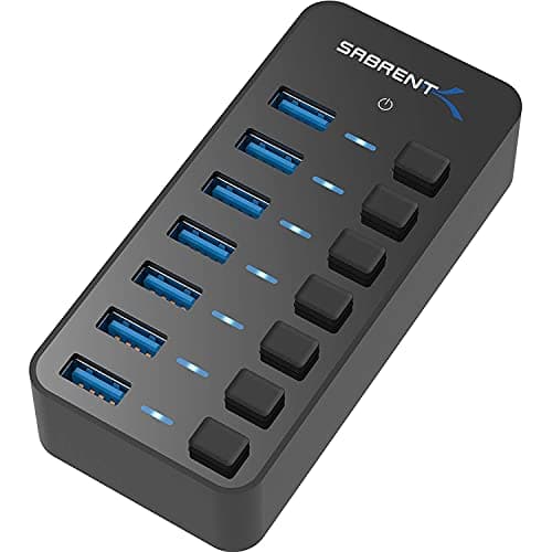 SABRENT USB Hub, 7 Ports 36W, Fast Powered Data Hub