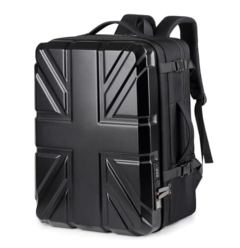 Elsegeod Hard Shell Tsa Laptop Backpack for Men,Expandable Waterproof Anti Theft Backpack with USB Port, Business Travel Gaming Computer Bag 17.3 Inch Rucksack，Black