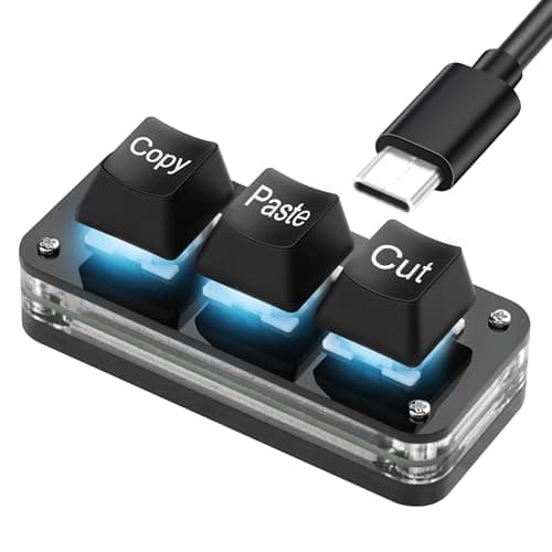 SinLoon Mini 3-Key Cut Copy Paste Keyboard Programmable Keypads with LED Light Mechanical Hot Swap Macro Keyboard for Working and Gaming