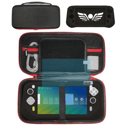 Silicone Cover and Carrying Case Compatible with Logitech G Cloud Gaming Handheld, Screen Protector for Logitech G Cloud Console Accessories (Black/Black)