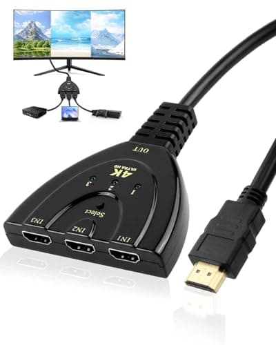 HDMI Splitter 3 in 1 Out 4K@60Hz 3 Way HDMI Splitter Supports 3D 1080P/2K