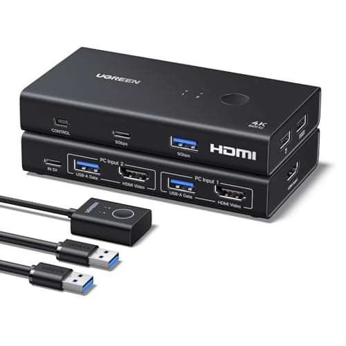 UGREEN HDMI KVM Switch 2 PC 1 Monitor Support 4K@60Hz USB3.0 KVM Switches