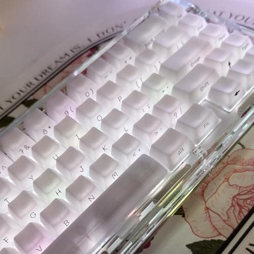 130 Keys Shine Through White Keycaps Set, OEM Profile Translucent Keycaps