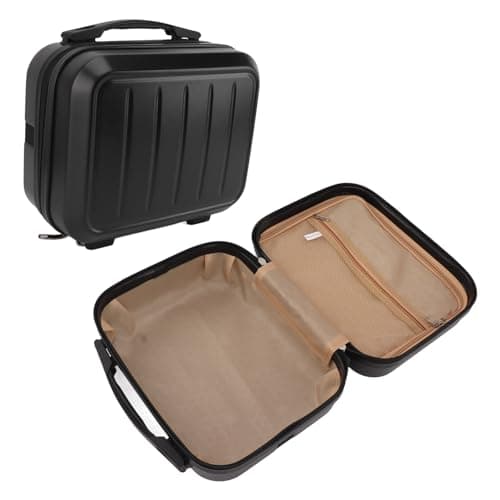 14 Inch Makeup Train Case Hardshell, Mini Portable Hard Case Makeup Travel Bag Cosmetic Luggage Organizer Hand Luggage for Travel Camping (Black)