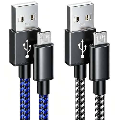 PS4 3M Nylon Braided Long Micro USB Charging Cable Sync Charger Lead, 2 Pack - Compatible for Sony Playstation 4, PS4 Slim/Pro, Xbox One/One S/X Controller