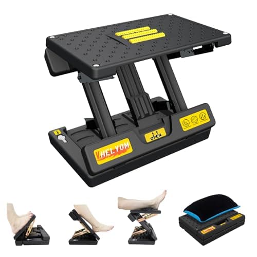 Vhelyom Footrest for Under Desk, Height Adjustable Footrest with Massage Roller and Thick Cushion, Foldable Ergonomic Foot Rest for Car, Office, Home, Train