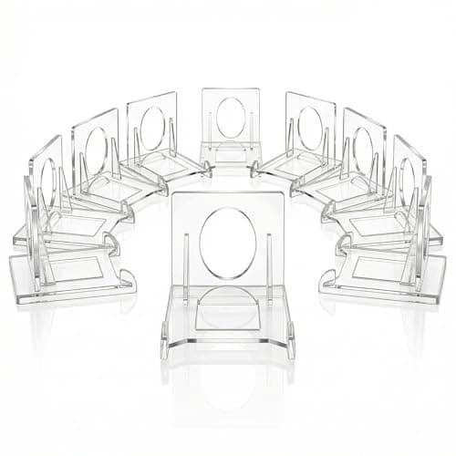 Ucfalfo Card Display Stand, 10 Pack Adjustable Clear Acrylic Trading Card Stand, Mini Card Stand for Graded Sports Cards, Photos & Small Books, Transparent Book Stand Holder for Desktop Collectibles