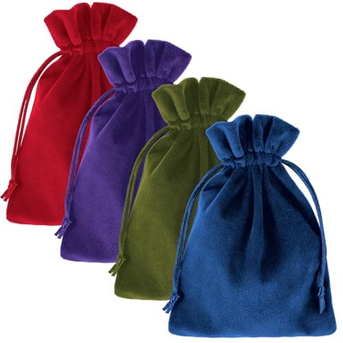 4pcs 7.08 X 5.11inch Velvet Gift Bags Soft Velvet Bags with Drawstrings,Dice Bag Small Drawstring Pouch for Tarot Rune Jewelry Crystal(4 Colors)