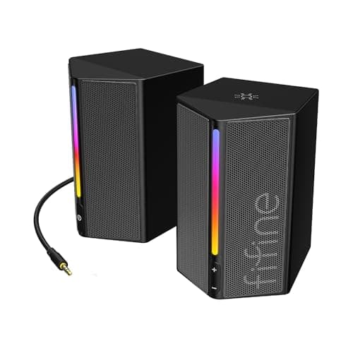 FIFINE A20 RGB Gaming Speaker | USB PC Wired Speakers with 3.5mm Aux Audio Cable, Volume Control. for Computer, Monitor, Laptop, Desktop, Projector.